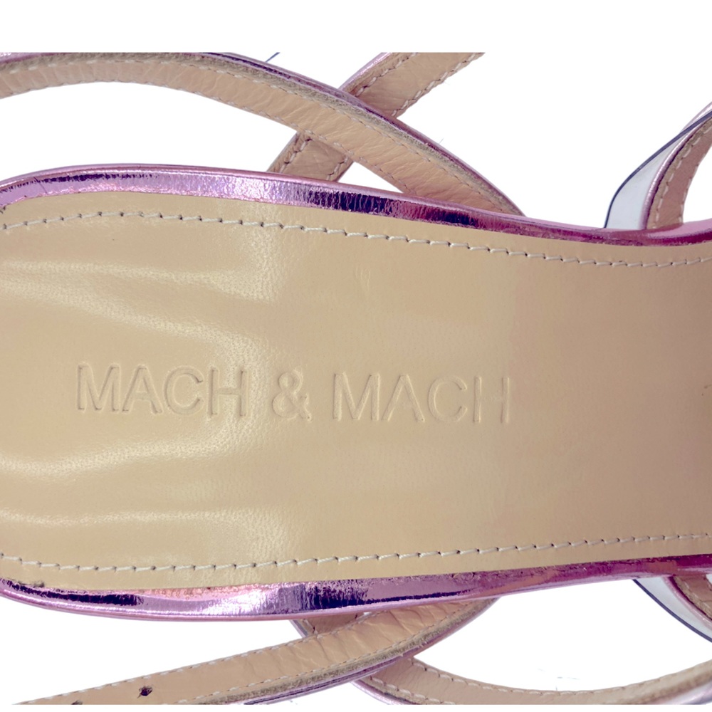 NWOB Mach & Mach Pink Metallic Crystal Embellished Triple Bow Heels - Picture 8 of 8
